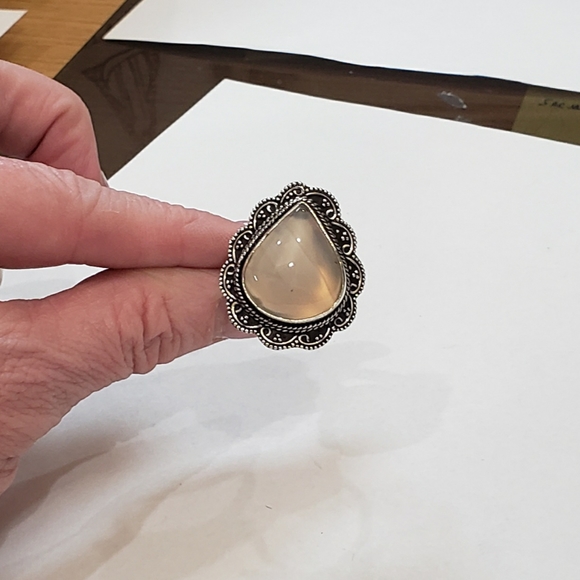 Quartz ring, 925 silver rose quartz vintage antique ring - Picture 8 of 14